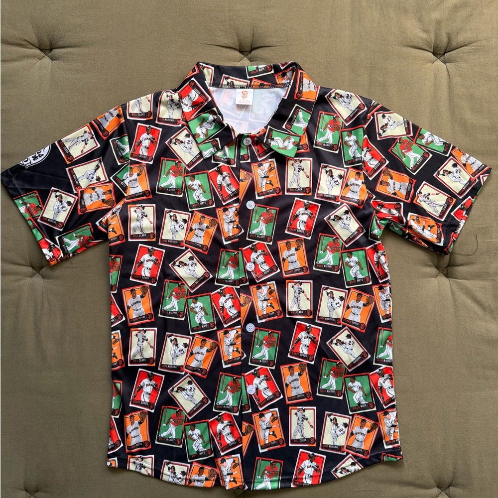 San Francisco Giants MLB Men's Baseball Card Hawaiian Shirt Size Medium